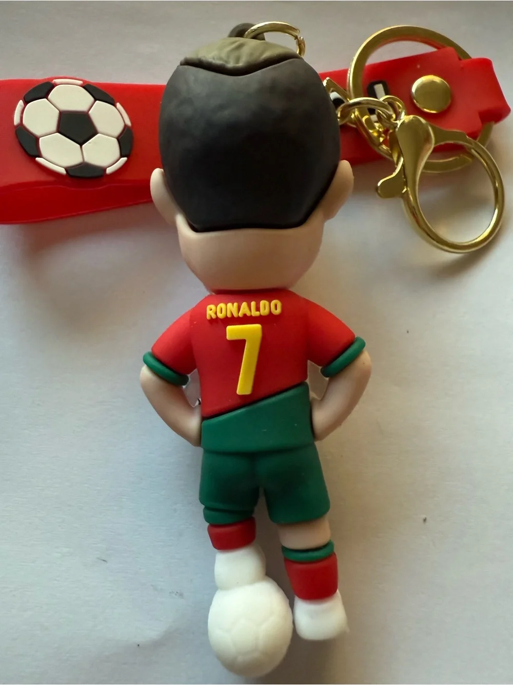 Ronaldo Soccer Player Keychain - Red & Green